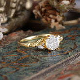 Nature-Inspired 4 - Prong Hexagon - Cut Moissanite Ring